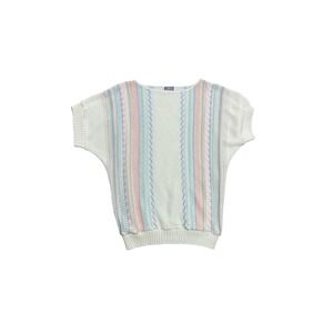Vintage‎ Keneth Too! Sweater Womens Large Pastel Striped Dolman Knit Boat Neck